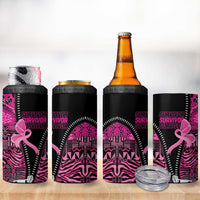 Pink Ribbon Animals Skin African Mixed 4 in 1 Can Cooler Tumbler Zipper Stylized - Wonder Print Shop