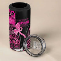 Pink Ribbon Animals Skin African Mixed 4 in 1 Can Cooler Tumbler Zipper Stylized - Wonder Print Shop