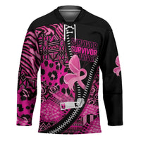 Pink Ribbon Animals Skin African Mixed Hockey Jersey Zipper Stylized - Wonder Print Shop