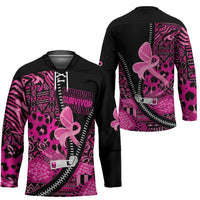 Pink Ribbon Animals Skin African Mixed Hockey Jersey Zipper Stylized - Wonder Print Shop