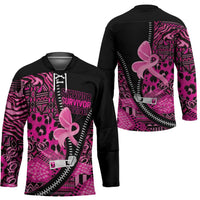 Pink Ribbon Animals Skin African Mixed Hockey Jersey Zipper Stylized - Wonder Print Shop