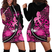 Pink Ribbon Animals Skin African Mixed Hoodie Dress Zipper Stylized - Wonder Print Shop