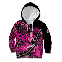 Pink Ribbon Animals Skin African Mixed Kid Hoodie Zipper Stylized - Wonder Print Shop