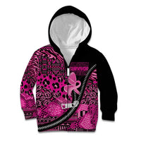 Pink Ribbon Animals Skin African Mixed Kid Hoodie Zipper Stylized - Wonder Print Shop
