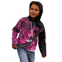 Pink Ribbon Animals Skin African Mixed Kid Hoodie Zipper Stylized - Wonder Print Shop
