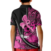 Pink Ribbon Animals Skin African Mixed Kid Polo Shirt Zipper Stylized - Wonder Print Shop