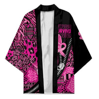 Pink Ribbon Animals Skin African Mixed Kimono Zipper Stylized - Wonder Print Shop
