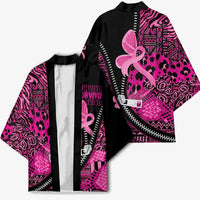 Pink Ribbon Animals Skin African Mixed Kimono Zipper Stylized - Wonder Print Shop