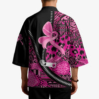 Pink Ribbon Animals Skin African Mixed Kimono Zipper Stylized - Wonder Print Shop