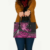 Pink Ribbon Animals Skin African Mixed Leather Bag Zipper Stylized - Wonder Print Shop