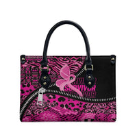 Pink Ribbon Animals Skin African Mixed Leather Bag Zipper Stylized - Wonder Print Shop