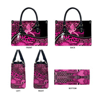 Pink Ribbon Animals Skin African Mixed Leather Bag Zipper Stylized - Wonder Print Shop