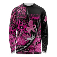 Pink Ribbon Animals Skin African Mixed Long Sleeve Shirt Zipper Stylized - Wonder Print Shop
