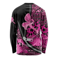 Pink Ribbon Animals Skin African Mixed Long Sleeve Shirt Zipper Stylized - Wonder Print Shop