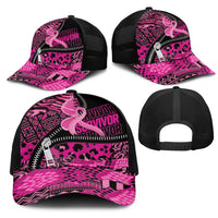 Pink Ribbon Animals Skin African Mixed Mesh Trucker Cap Zipper Stylized - Wonder Print Shop