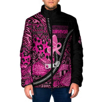 Pink Ribbon Animals Skin African Mixed Padded Jacket Zipper Stylized - Wonder Print Shop