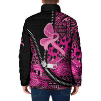 Pink Ribbon Animals Skin African Mixed Padded Jacket Zipper Stylized - Wonder Print Shop