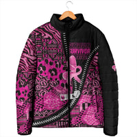 Pink Ribbon Animals Skin African Mixed Padded Jacket Zipper Stylized - Wonder Print Shop