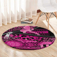 Pink Ribbon Animals Skin African Mixed Round Carpet Zipper Stylized - Wonder Print Shop