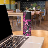 Pink Ribbon Animals Skin African Mixed Skinny Tumbler Zipper Stylized - Wonder Print Shop