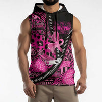 Pink Ribbon Animals Skin African Mixed Sleeveless Hoodie Zipper Stylized - Wonder Print Shop