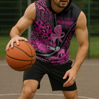 Pink Ribbon Animals Skin African Mixed Sleeveless Hoodie Zipper Stylized - Wonder Print Shop