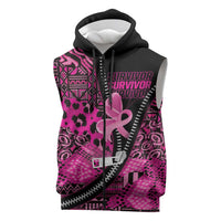 Pink Ribbon Animals Skin African Mixed Sleeveless Zip Hoodie Zipper Stylized - Wonder Print Shop