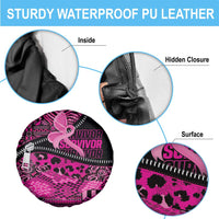 Pink Ribbon Animals Skin African Mixed Spare Tire Cover Zipper Stylized - Wonder Print Shop