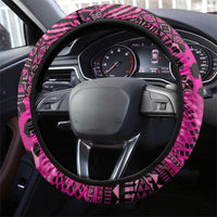 Pink Ribbon Animals Skin African Mixed Steering Wheel Cover Zipper Stylized - Wonder Print Shop