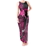 Pink Ribbon Animals Skin African Mixed Tank Maxi Dress Zipper Stylized - Wonder Print Shop