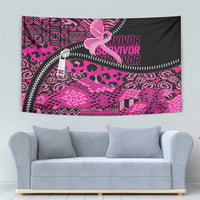 Pink Ribbon Animals Skin African Mixed Tapestry Zipper Stylized - Wonder Print Shop