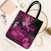 Pink Ribbon Animals Skin African Mixed Tote Bag Zipper Stylized - Wonder Print Shop