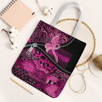 Pink Ribbon Animals Skin African Mixed Tote Bag Zipper Stylized - Wonder Print Shop