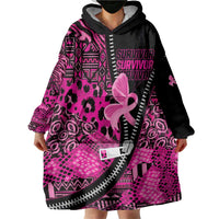 Pink Ribbon Animals Skin African Mixed Wearable Blanket Hoodie Zipper Stylized - Wonder Print Shop