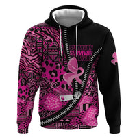 Pink Ribbon Animals Skin African Mixed Zip Hoodie Zipper Stylized - Wonder Print Shop