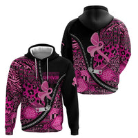 Pink Ribbon Animals Skin African Mixed Zip Hoodie Zipper Stylized - Wonder Print Shop