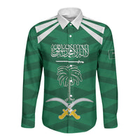 Personalized Saudi Arabia Long Sleeve Button Shirt Happy National Day