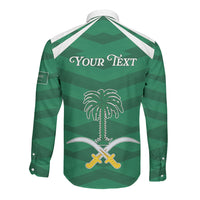 Personalized Saudi Arabia Long Sleeve Button Shirt Happy National Day