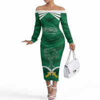 Personalized Saudi Arabia Off The Shoulder Long Sleeve Dress Happy National Day