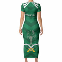 Personalized Saudi Arabia Short Sleeve Bodycon Dress Happy National Day