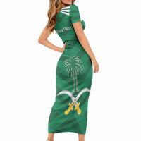 Personalized Saudi Arabia Short Sleeve Bodycon Dress Happy National Day