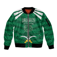 Personalized Saudi Arabia Sleeve Zip Bomber Jacket Happy National Day
