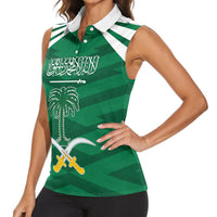 Personalized Saudi Arabia Women Sleeveless Polo Shirt Happy National Day