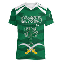 Personalized Saudi Arabia Women V-Neck T-Shirt Happy National Day