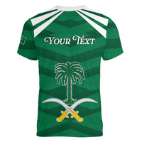 Personalized Saudi Arabia Women V-Neck T-Shirt Happy National Day