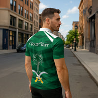 Personalized Saudi Arabia Zipper Polo Shirt Happy National Day