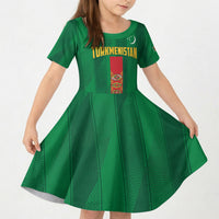Personalized Turkmenistan Kid Short Sleeve Dress Happy Independence Day