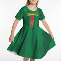 Personalized Turkmenistan Kid Short Sleeve Dress Happy Independence Day