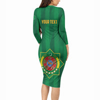 Personalized Turkmenistan Long Sleeve Bodycon Dress Happy Independence Day