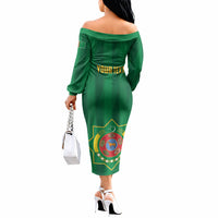 Personalized Turkmenistan Off The Shoulder Long Sleeve Dress Happy Independence Day